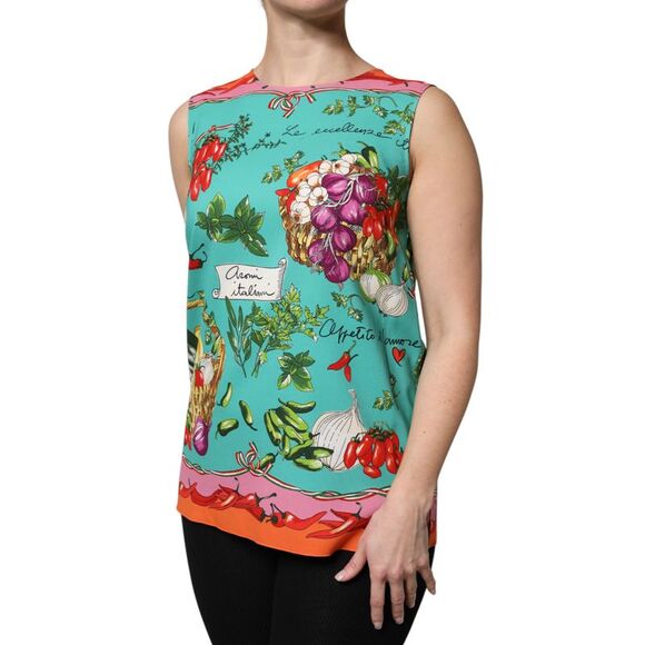 Dolce & Gabbana Multicolor Floral Silk Sleeveless Tank Women's Top - Picture 2 of 5